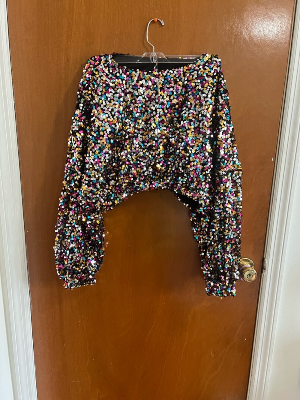12th Tribe Multicolor Sequin Top with Black Trim